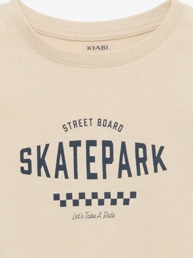 T-shirt stampata con messaggio Beige - Kiabi