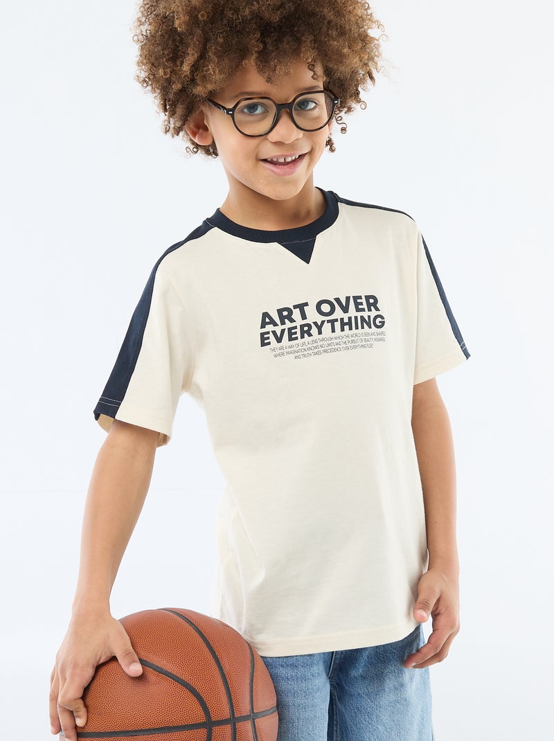T-shirt stampata con messaggio Bianco - Kiabi