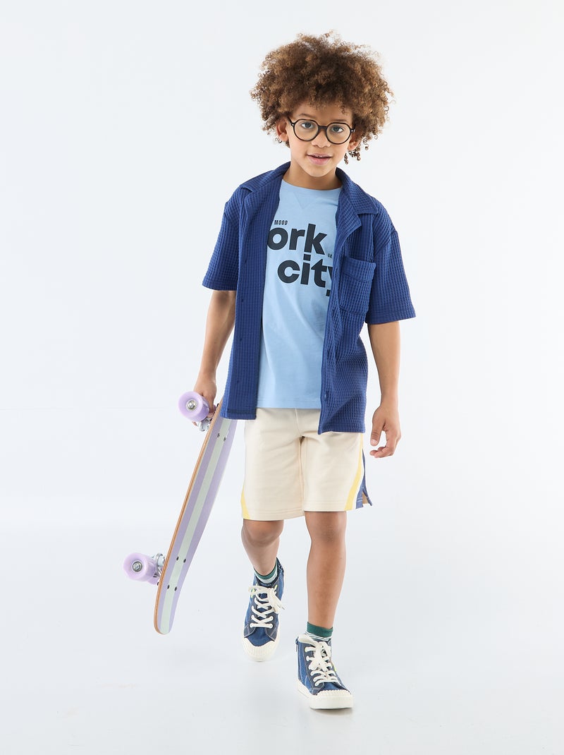 T-shirt stampata con messaggio Blu - Kiabi