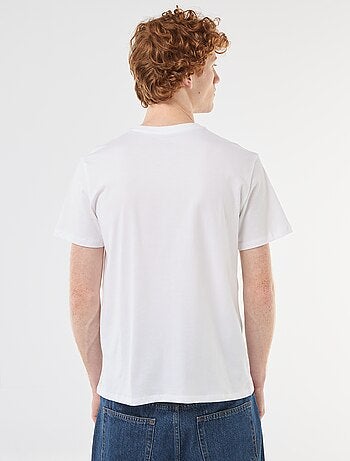 T-shirt stampata con motivo piazzato in cotone tinta unita