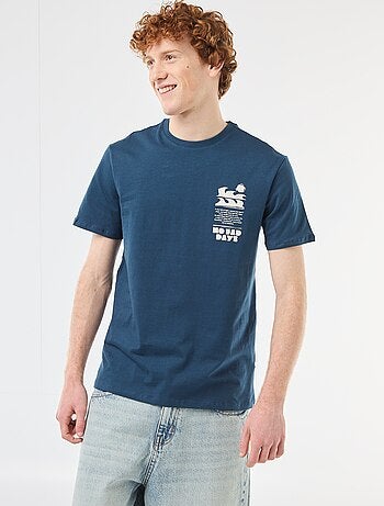 T-shirt stampata con motivo piazzato in cotone tinta unita