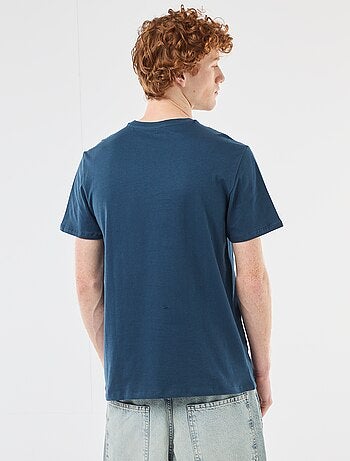 T-shirt stampata con motivo piazzato in cotone tinta unita