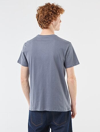 T-shirt stampata con motivo piazzato in cotone tinta unita