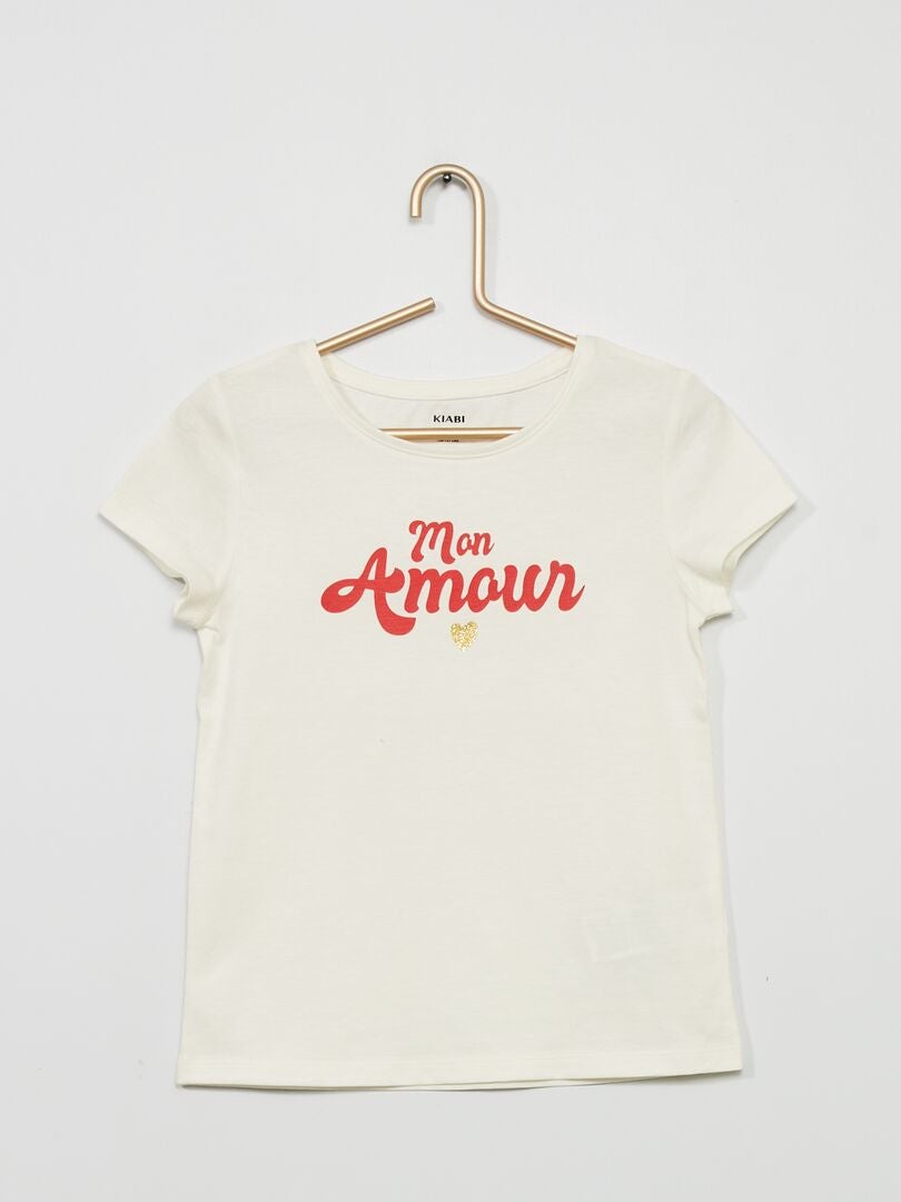 T-shirt stampata con scollo tondo BIANCO - Kiabi
