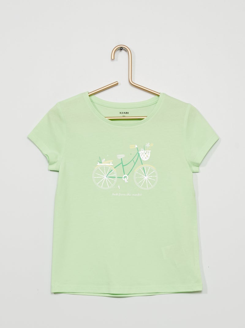 T-shirt stampata con scollo tondo VERDE - Kiabi