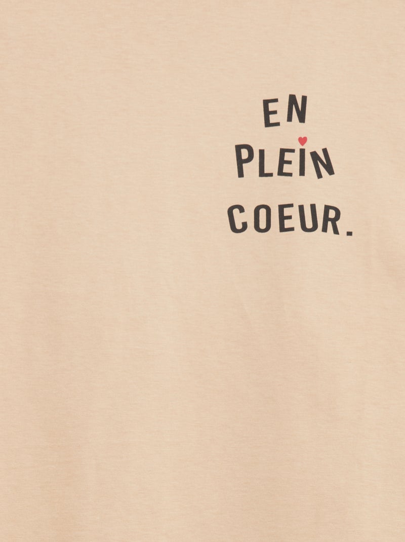 T-shirt stampata con scritta - So Easy BEIGE - Kiabi