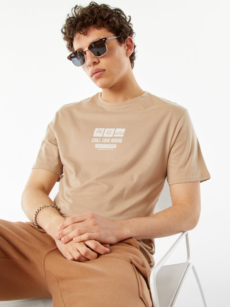 T-shirt stampata con scritta Bianco - Kiabi