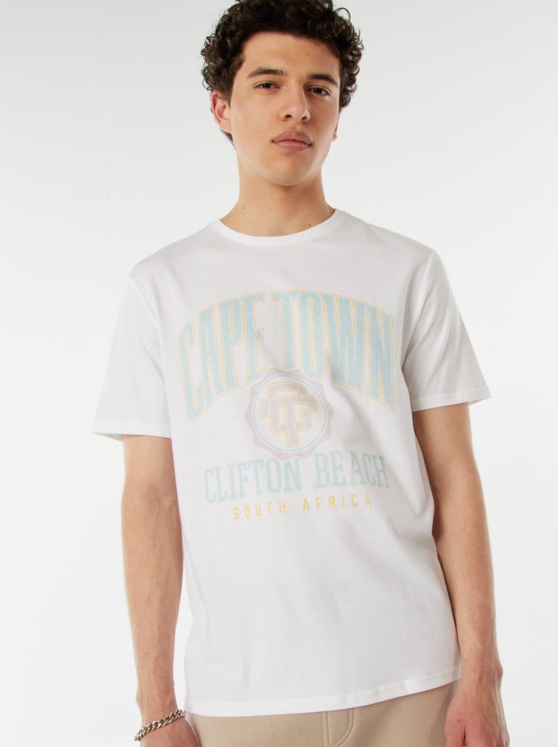 T-shirt stampata con scritta Bianco - Kiabi