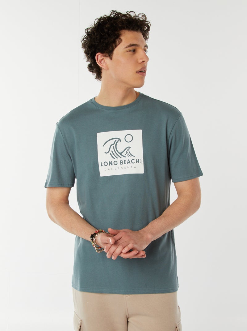 T-shirt stampata con scritta Blu - Kiabi