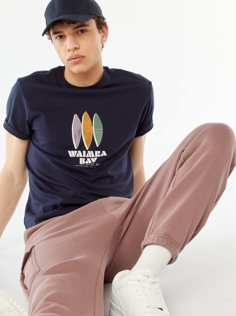 T-shirt stampata con scritta Blu - Kiabi
