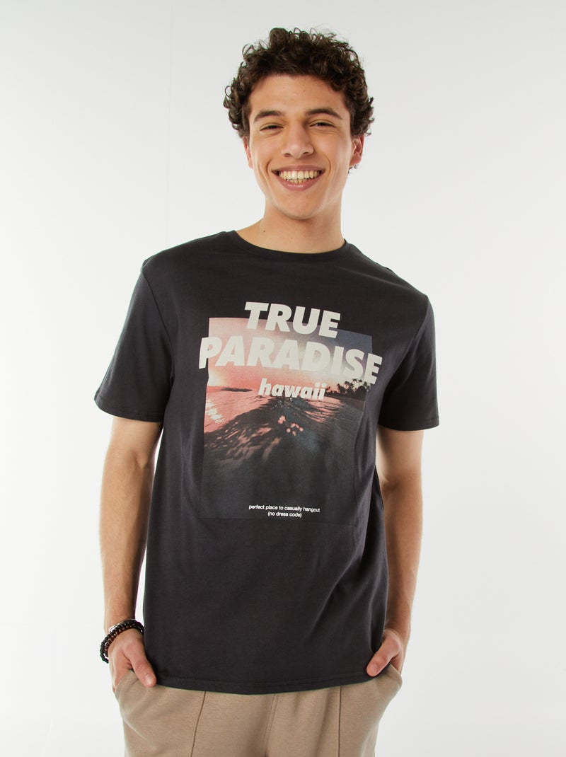 T-shirt stampata con scritta Grigio - Kiabi