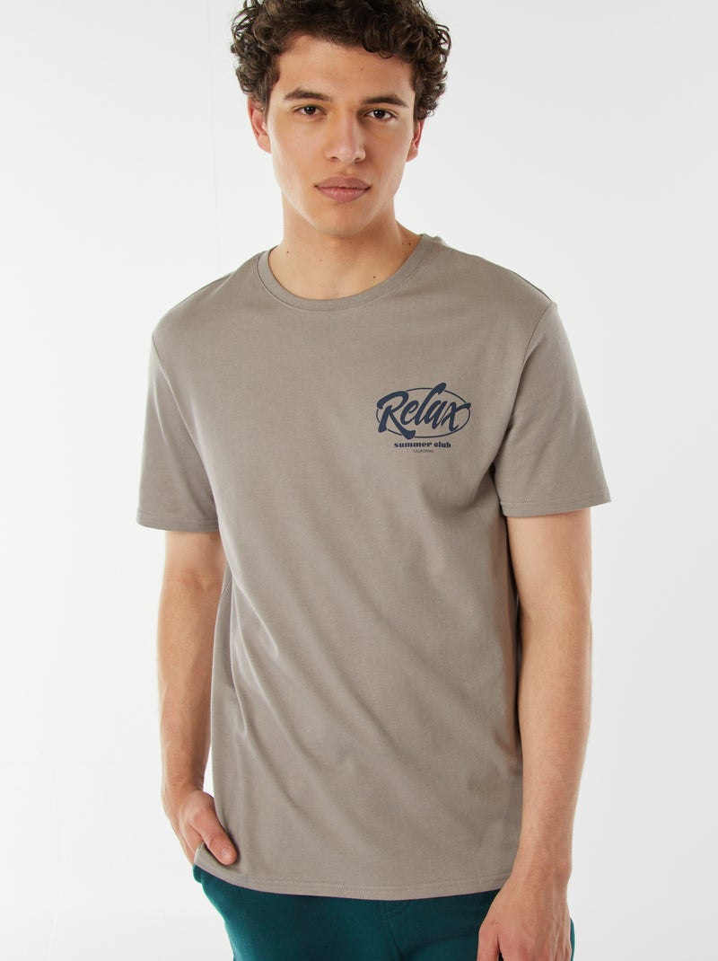 T-shirt stampata con scritta Grigio - Kiabi