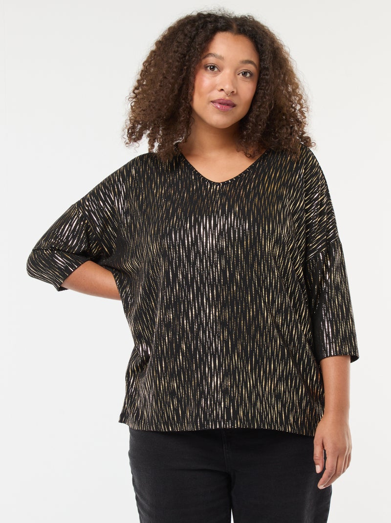 T-shirt stampata dorata 'Only Carmakoma' Nero - Kiabi