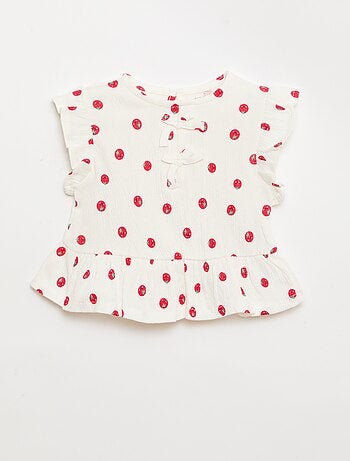 T-shirt stampata e con volant