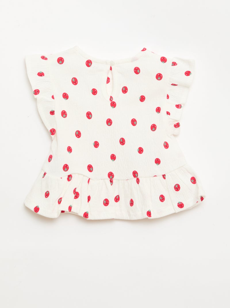 T-shirt stampata e con volant Bianco - Kiabi