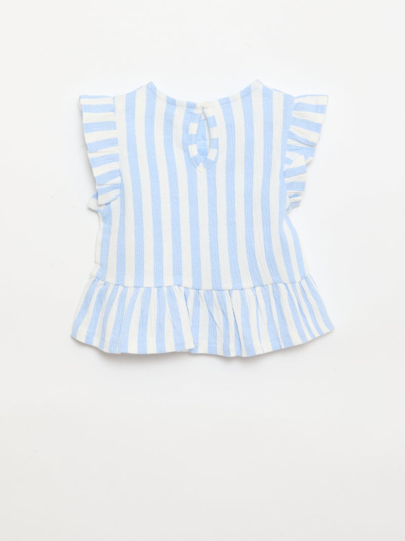 T-shirt stampata e con volant Blu - Kiabi