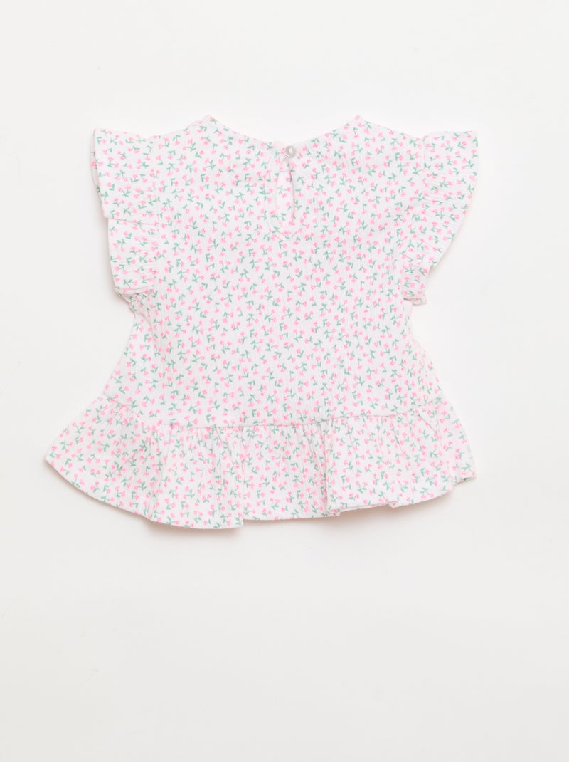 T-shirt stampata e con volant Rosa - Kiabi