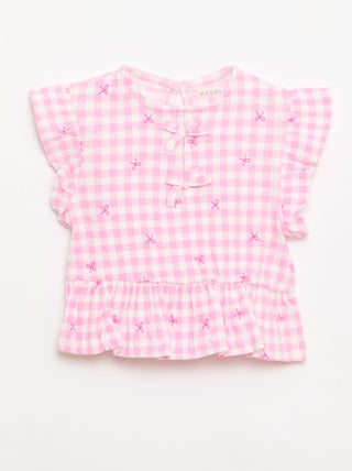 T-shirt stampata e con volant