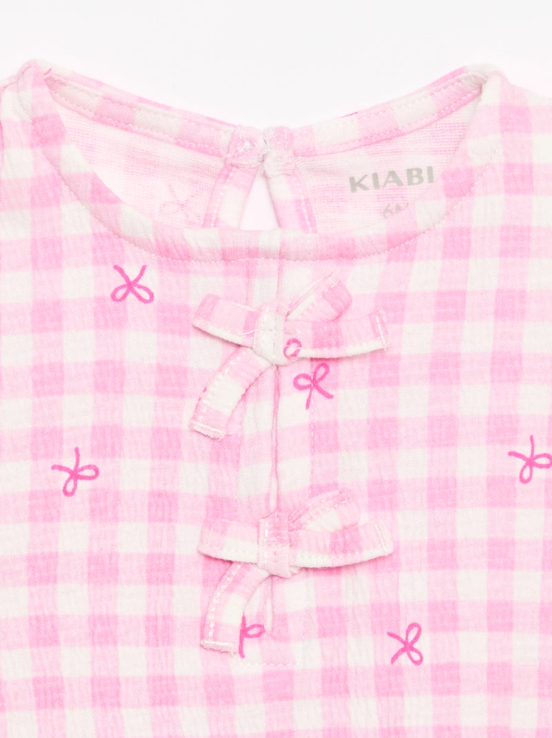 T-shirt stampata e con volant Rosa - Kiabi