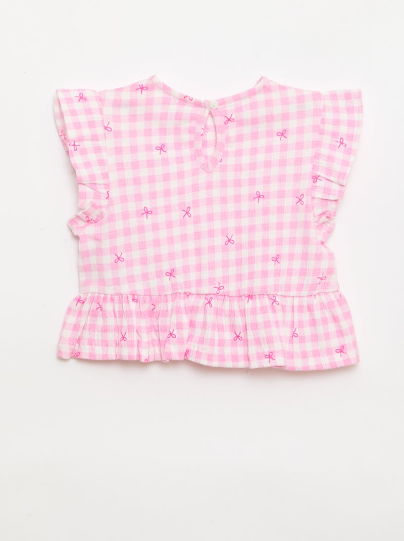 T-shirt stampata e con volant Rosa - Kiabi