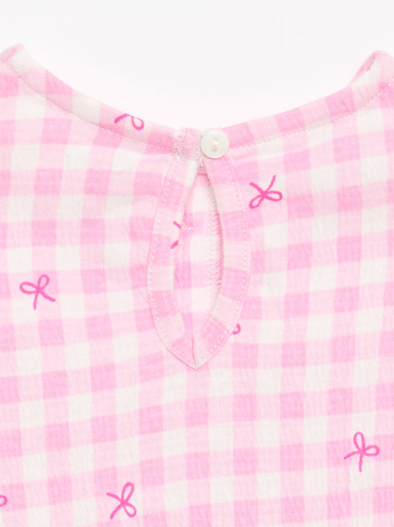 T-shirt stampata e con volant Rosa - Kiabi