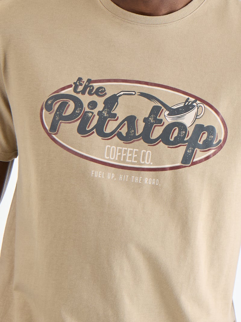 T-shirt stampata fantasia a maniche corte Beige - Kiabi