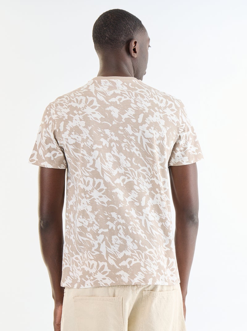 T-shirt stampata fantasia a maniche corte Beige - Kiabi