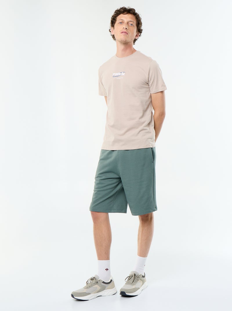 T-shirt stampata fantasia a maniche corte Beige - Kiabi