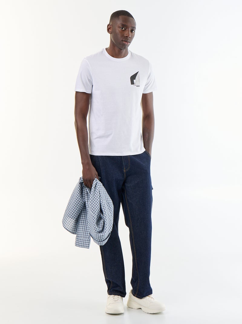 T-shirt stampata fantasia a maniche corte Bianco - Kiabi