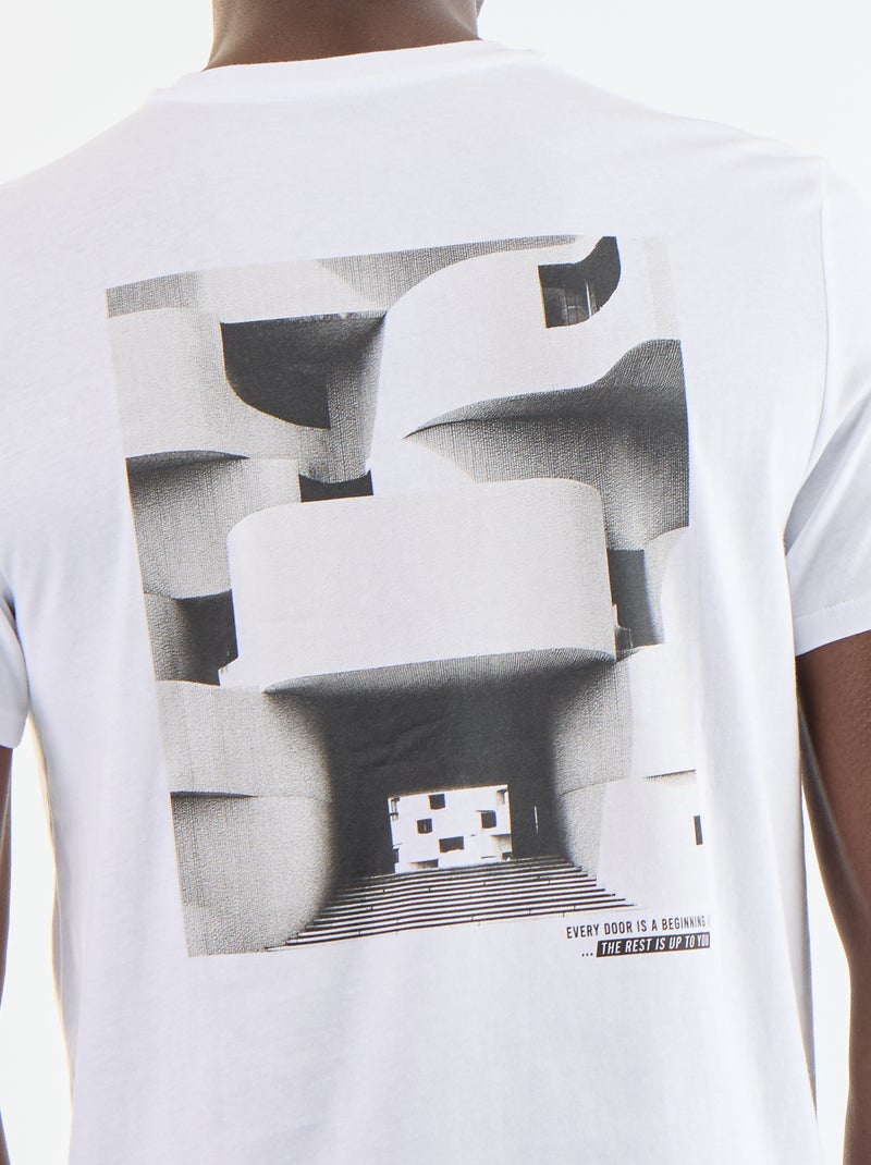T-shirt stampata fantasia a maniche corte Bianco - Kiabi