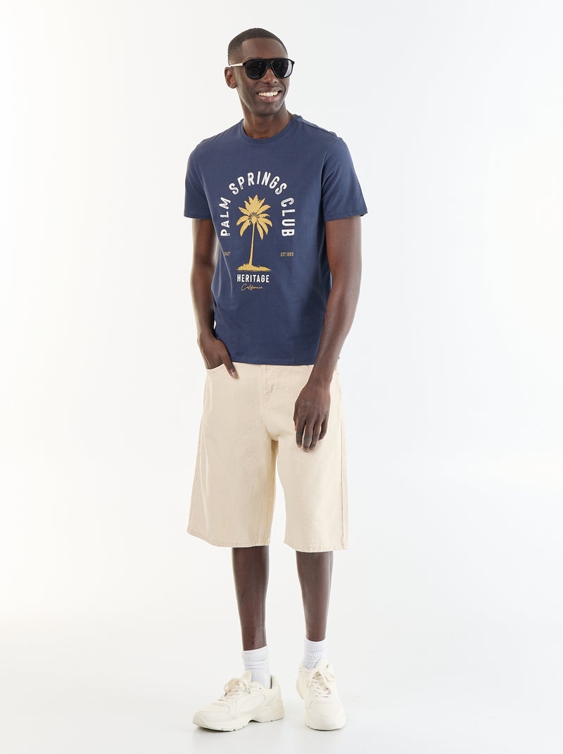 T-shirt stampata fantasia a maniche corte Blu - Kiabi