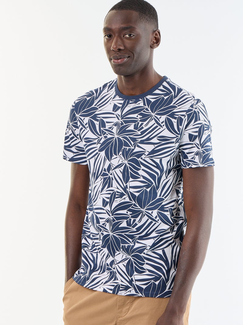 T-shirt stampata fantasia a maniche corte Blu - Kiabi