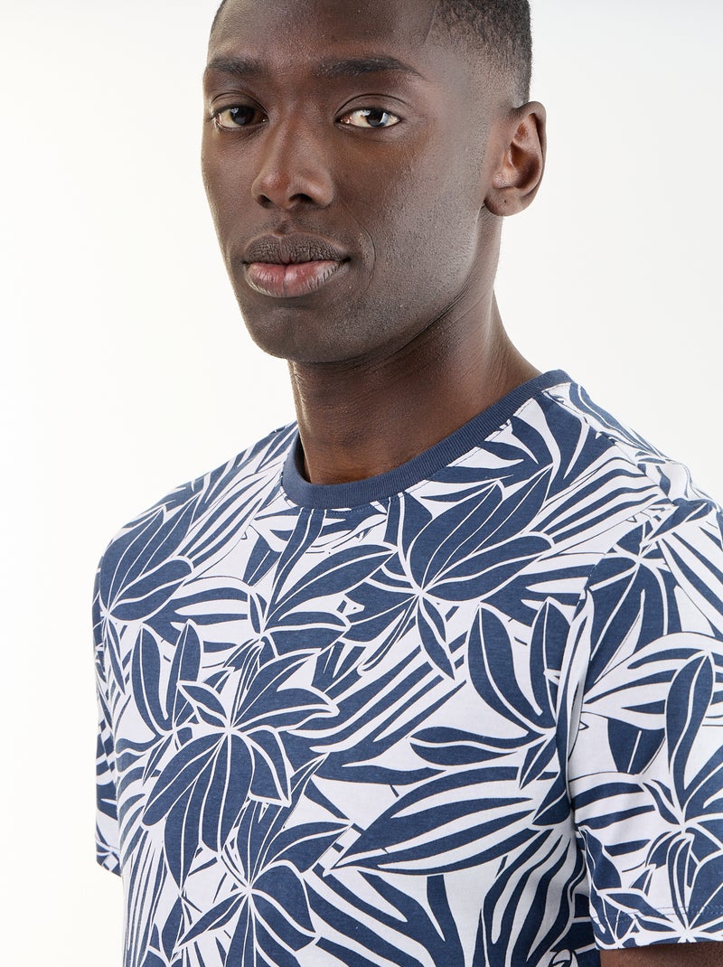 T-shirt stampata fantasia a maniche corte Blu - Kiabi