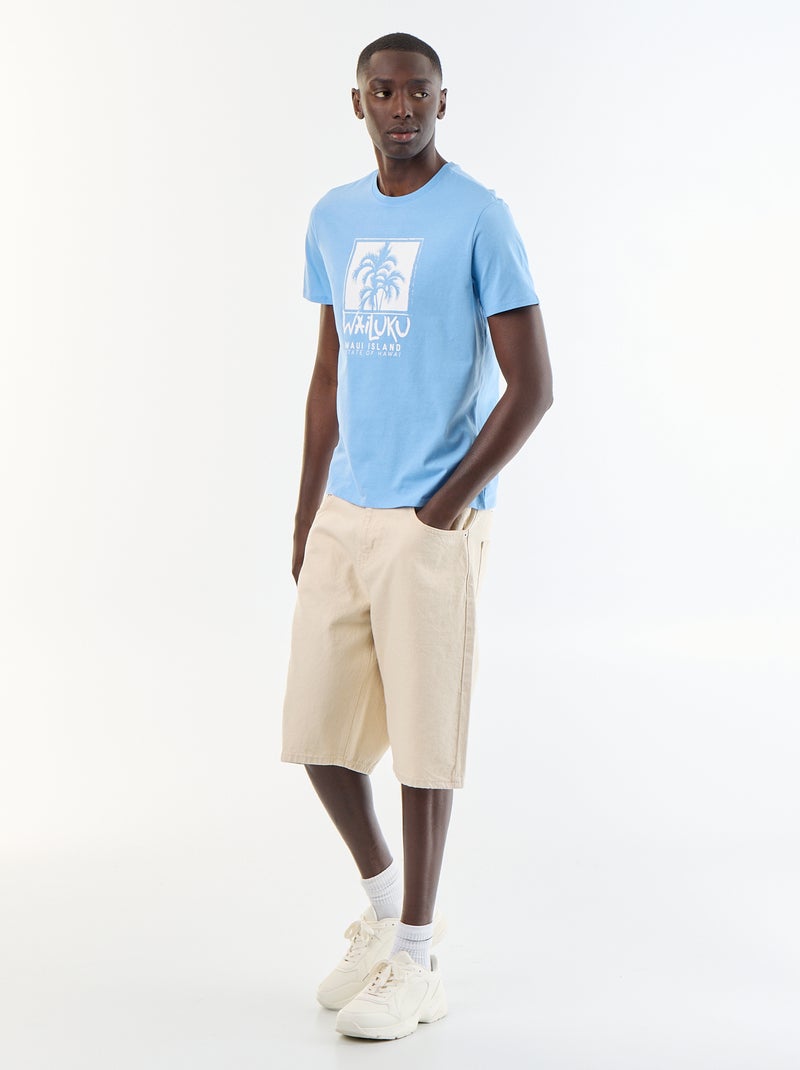T-shirt stampata fantasia a maniche corte Blu - Kiabi