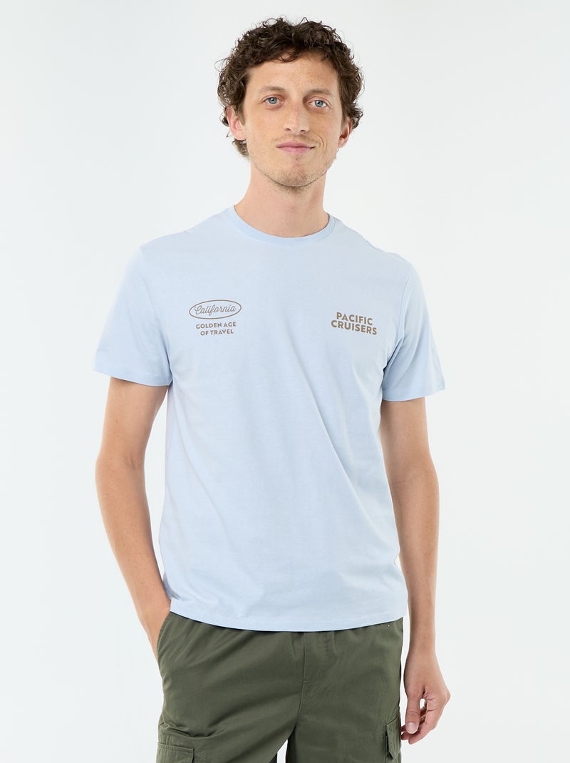T-shirt stampata fantasia a maniche corte Blu - Kiabi