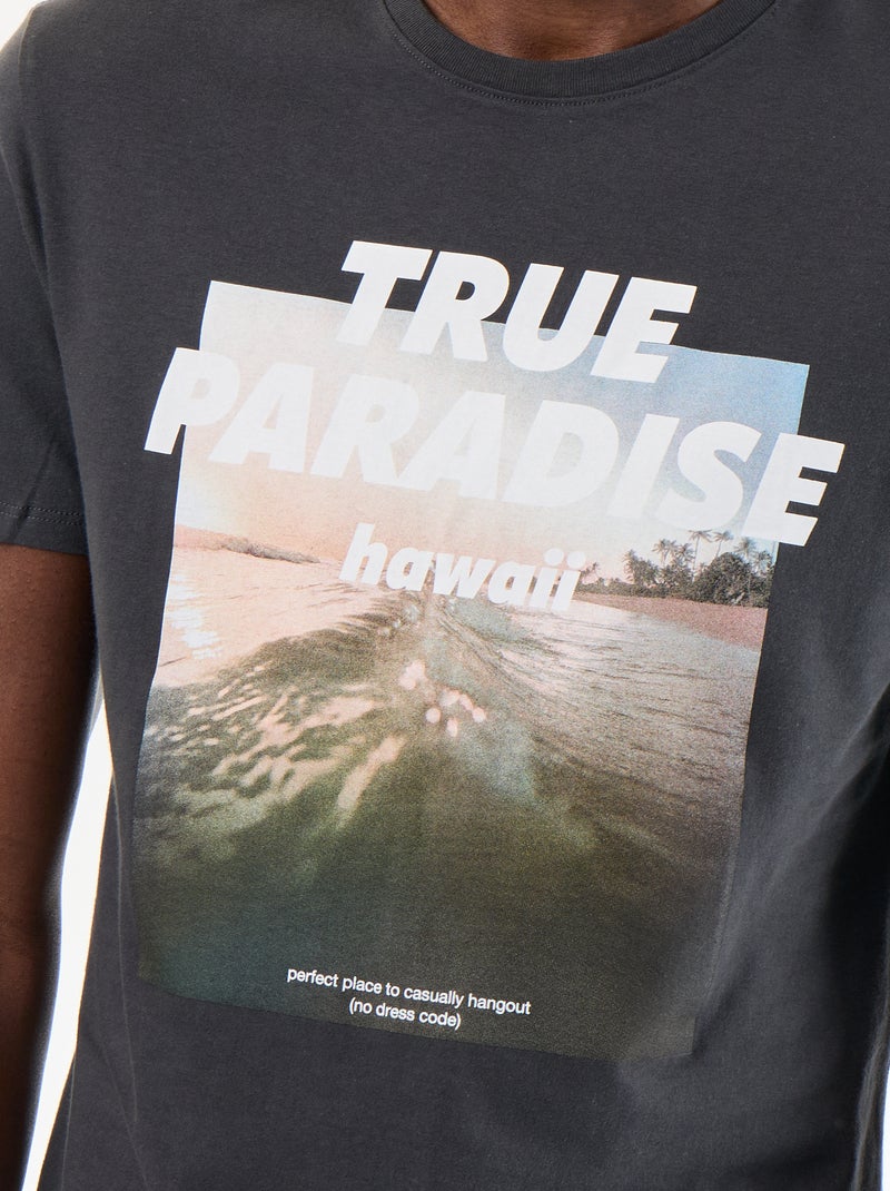 T-shirt stampata fantasia a maniche corte Grigio - Kiabi