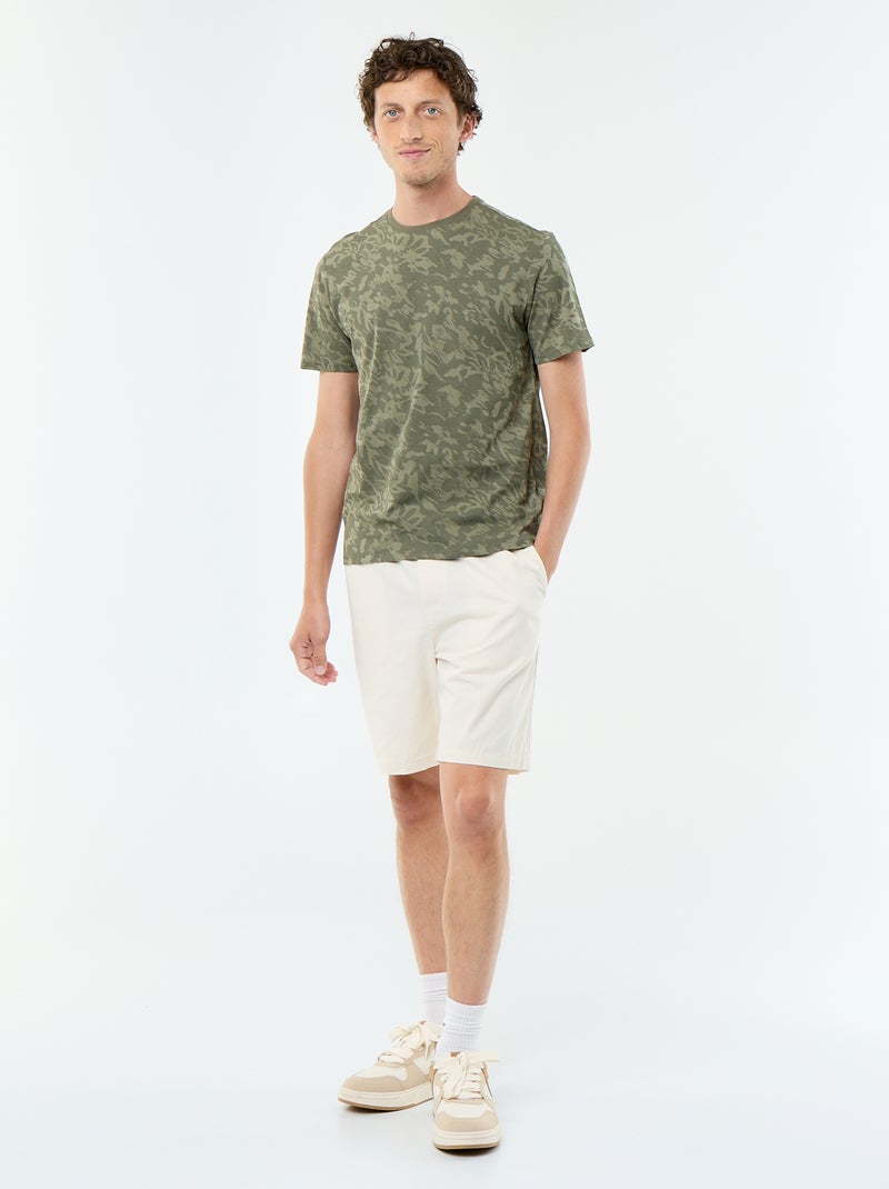 T-shirt stampata fantasia a maniche corte Kaki - Kiabi