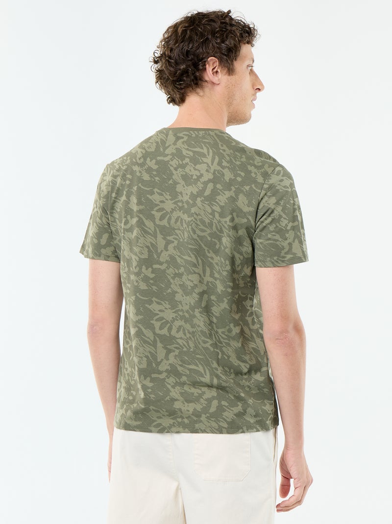 T-shirt stampata fantasia a maniche corte Kaki - Kiabi