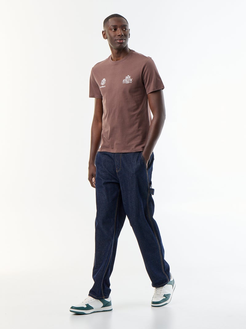 T-shirt stampata fantasia a maniche corte Marrone - Kiabi