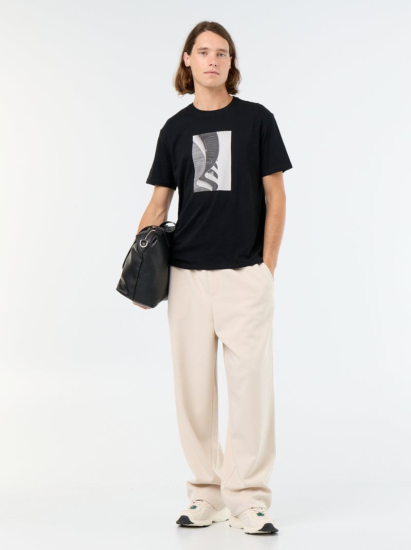 T-shirt stampata fantasia a maniche corte Nero - Kiabi
