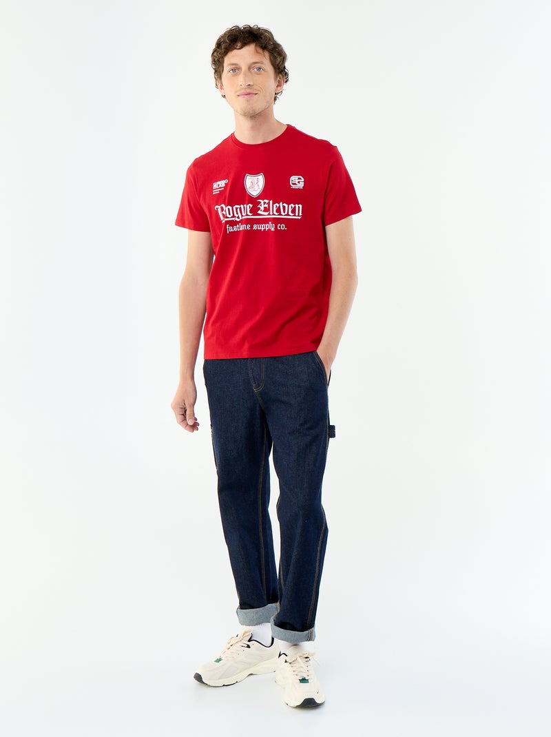 T-shirt stampata fantasia a maniche corte Rosso - Kiabi