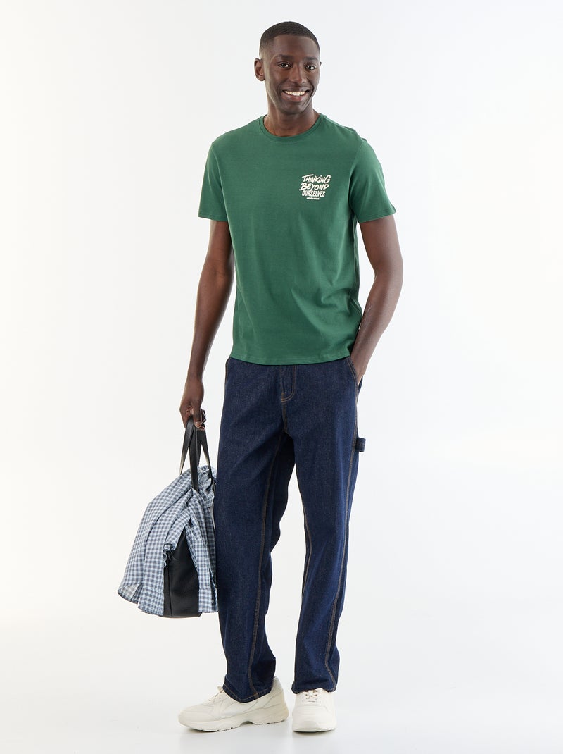 T-shirt stampata fantasia a maniche corte Verde - Kiabi