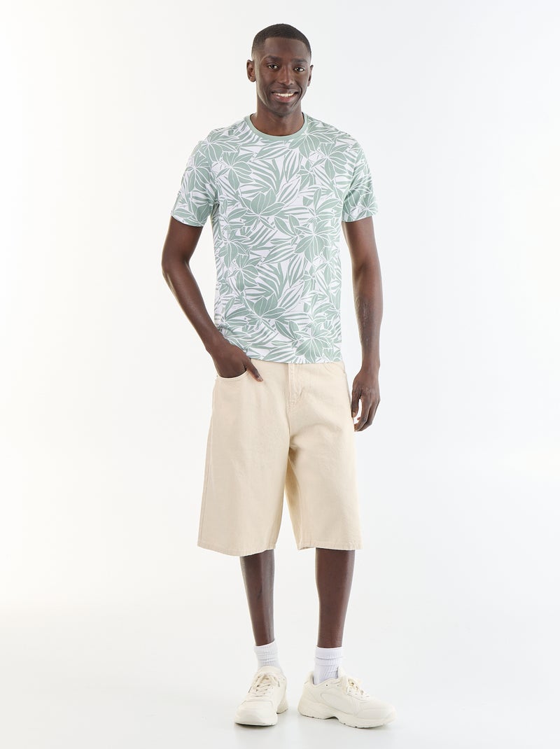 T-shirt stampata fantasia a maniche corte Verde - Kiabi