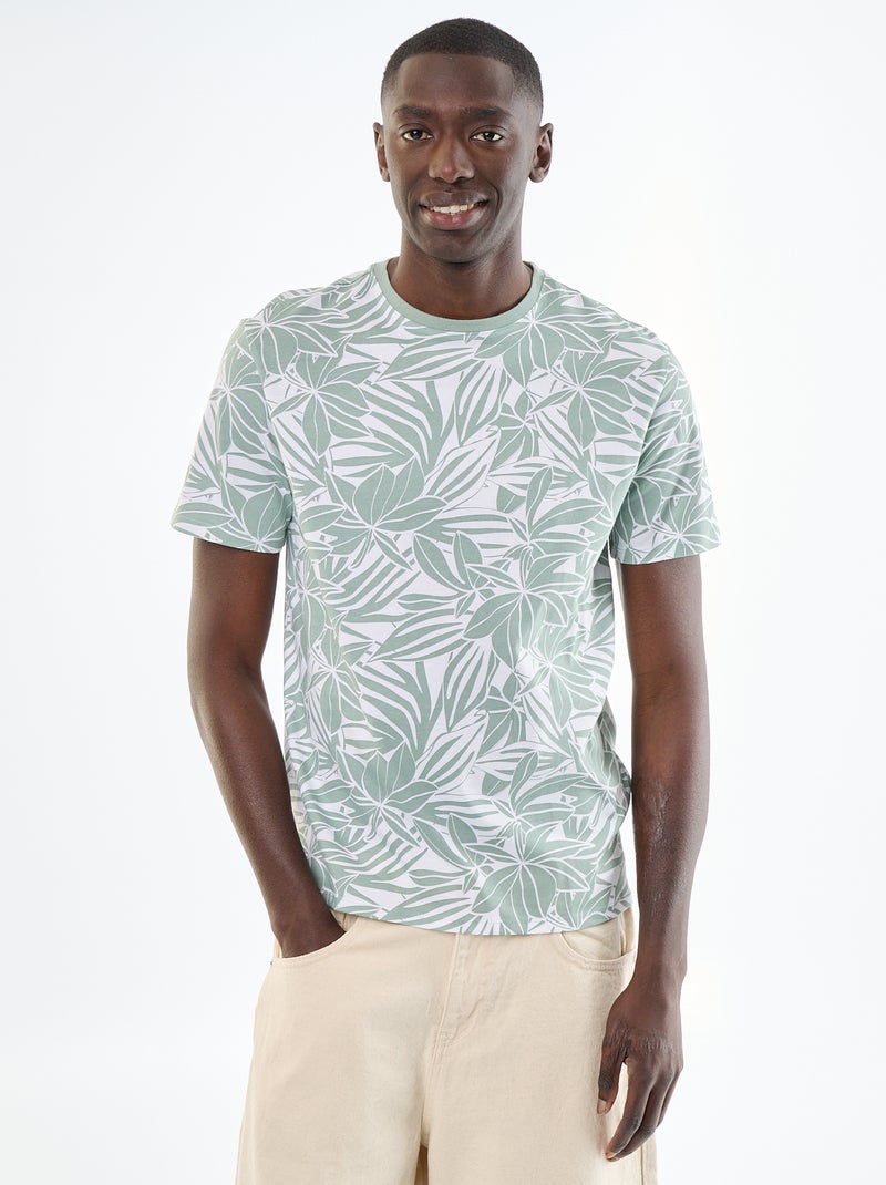 T-shirt stampata fantasia a maniche corte Verde - Kiabi
