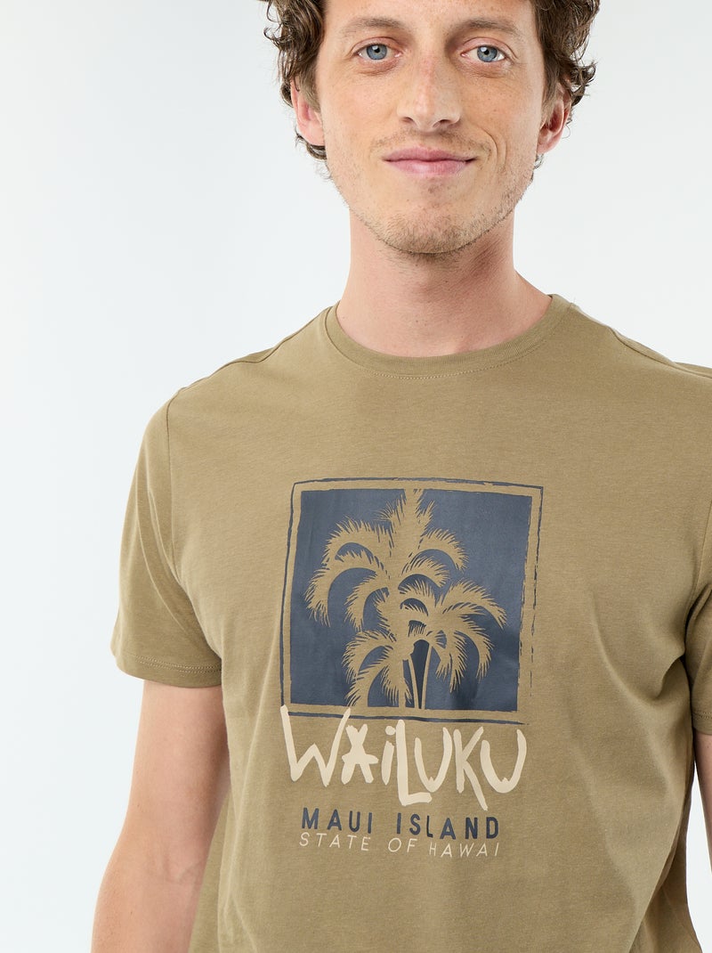 T-shirt stampata fantasia a maniche corte Verde - Kiabi