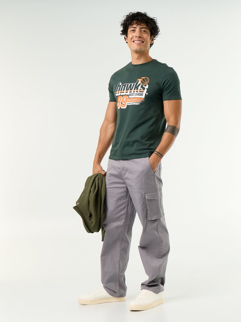 T-shirt stampata fantasia a maniche corte Verde - Kiabi