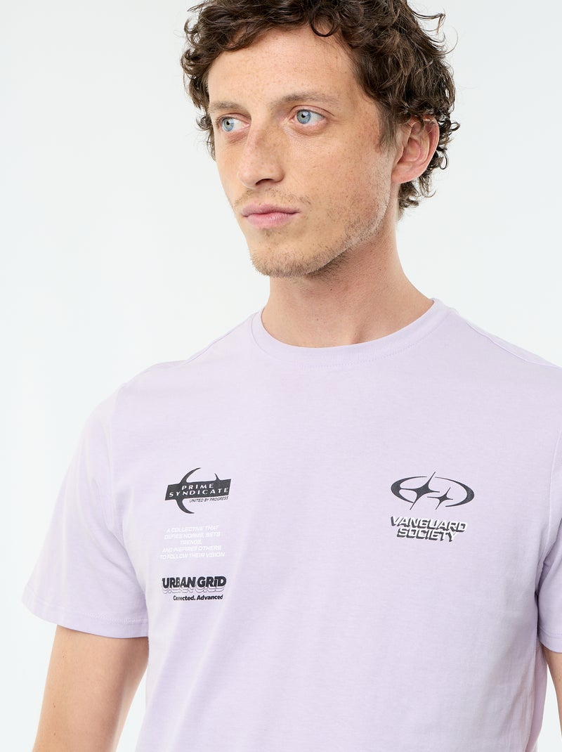 T-shirt stampata fantasia a maniche corte Viola - Kiabi