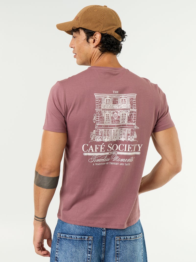 T-shirt stampata fantasia a maniche corte Viola - Kiabi