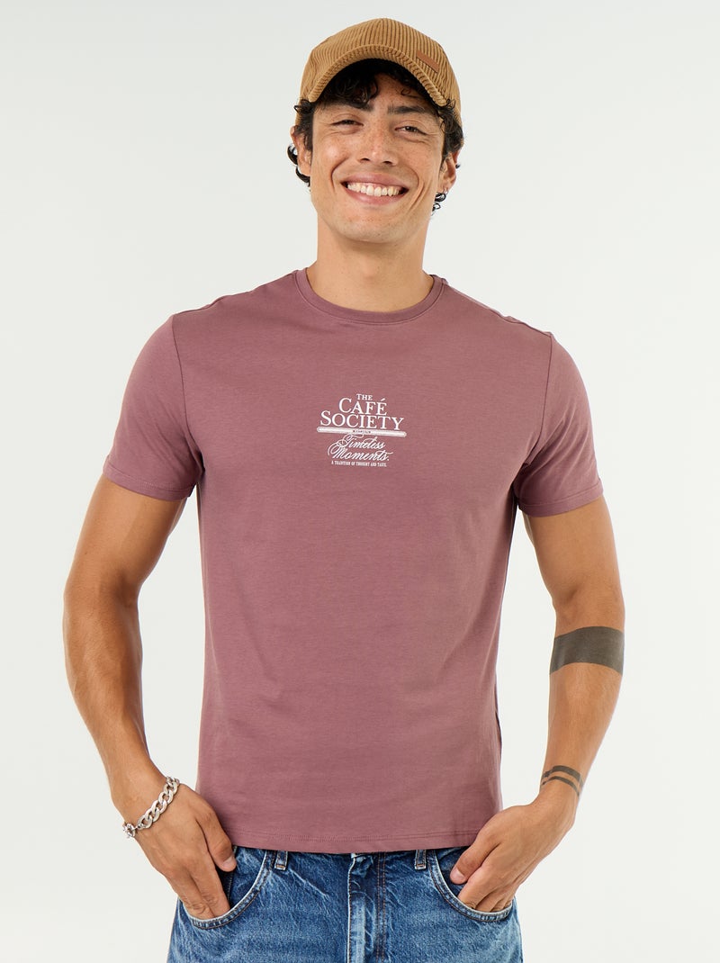 T-shirt stampata fantasia a maniche corte Viola - Kiabi