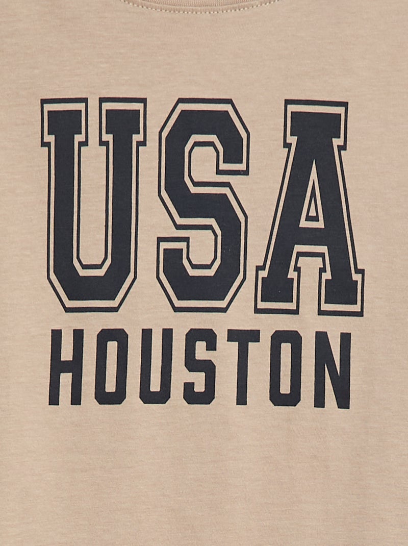 T-shirt stampata fantasia a maniche lunghe Beige - Kiabi